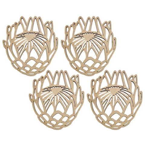 Protea Flower Themed Coasters (Set of 4)