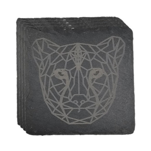 Slate Coasters with Cheetah Head engraved (Set of 4)