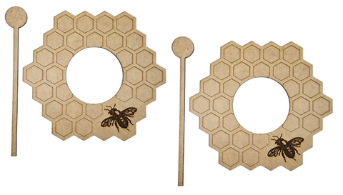 Curtain Tie Back Set of 2 - Honeycomb with Engraved Bee motif
