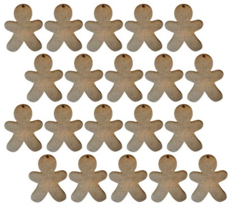MDF Gingerbread Man Shaped Keyring Blanks (Pack of 20)