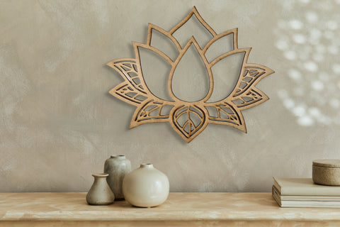 Lotus Flower (with Leaf Detail) Wall Art