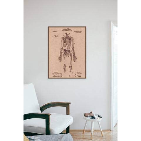 Vintage Patent Sketch Style Anatomical Skeleton - Unframed