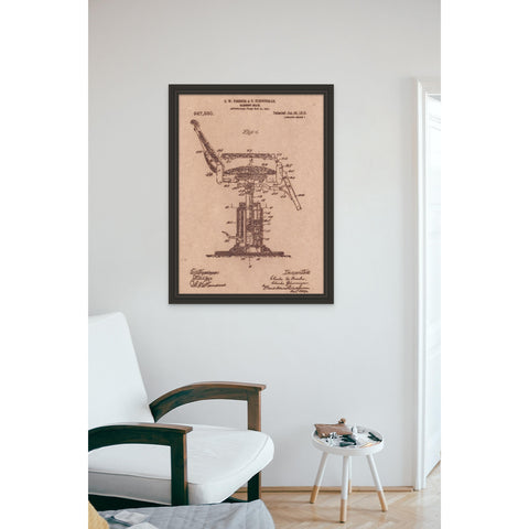 Vintage Patent Sketch Style Barber Chair - Unframed