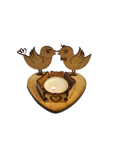 Candle holder - Two Birds on Heart base (Candle not included)