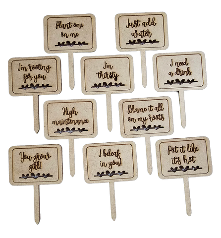 Quirky Pot Plant Signs (Set of 10)