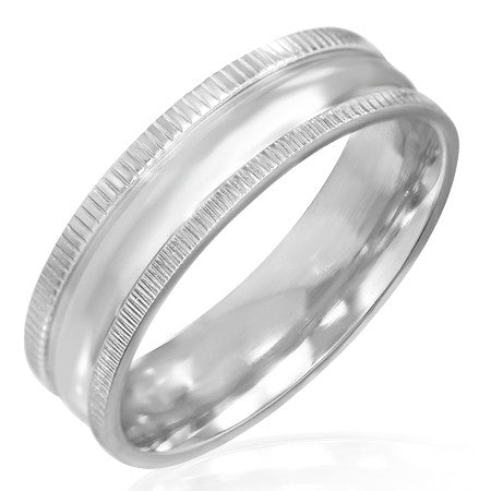 Jewelworx 6mm Stainless Steel Engravable Milgrain Edges Band Ring