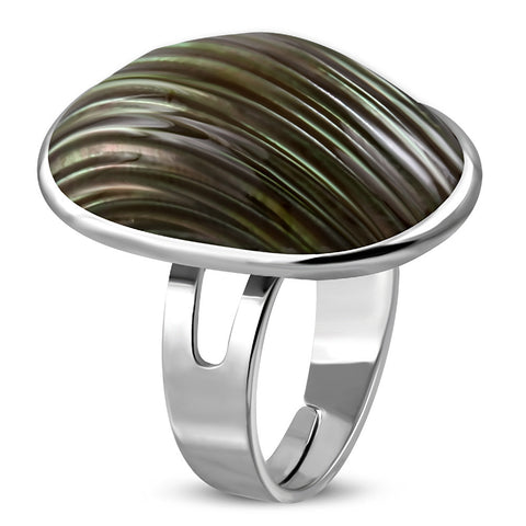 Sea Shell Brown Pearl Oval Dome Ring