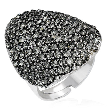 Pave-Set Mushroom-Style Cocktail Ring with Gunmetal Cubic Zirconia