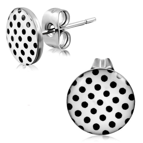 3-tone Black Dot White Circle Stud Earrings (pair)