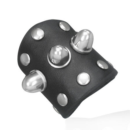 Black Leather Cone Stud Snap Ring