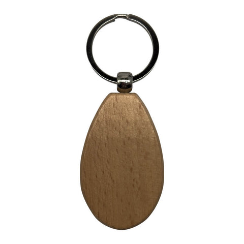 Engraved Wooden Keyring (Pack of 10) - Teardrop Shape for Corporate Branded or Personalised Gifts