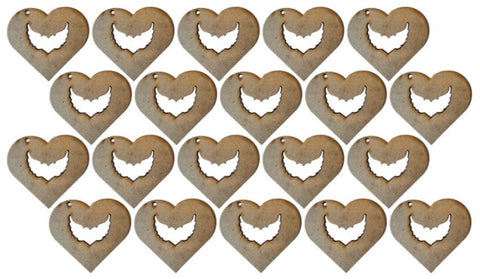 MDF Heart with Angel Wings Cutout Keyring Blanks (Pack of 20)