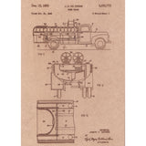 Vintage Patent Sketch Style Fire Engine - Unframed