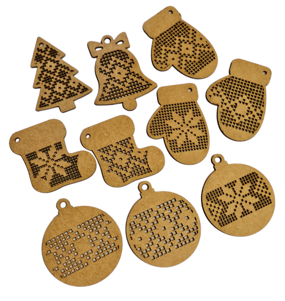 Needlework cross-stitch Christmas Ornament blanks (Set of 10)