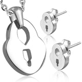 Stainless Steel Padlock Pendant & Pair of Stud Earrings (SET)